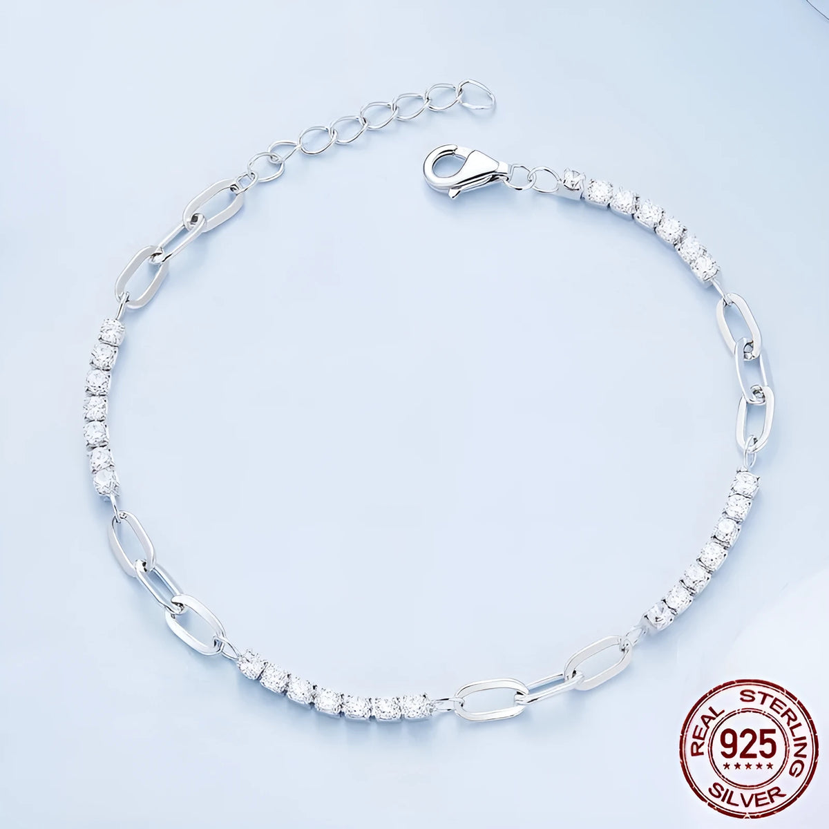 Sterling silver S925 bracelet with shining stitching detail, electroplated finish, colour BSB102, for women