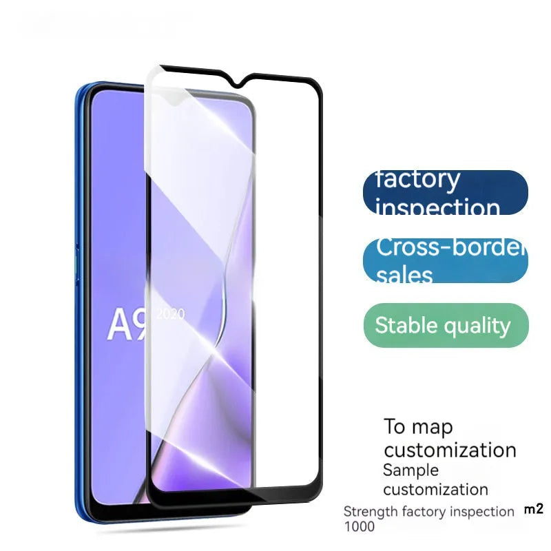 OPPO A9 2020 full screen tempered glass protector in full glue black finish