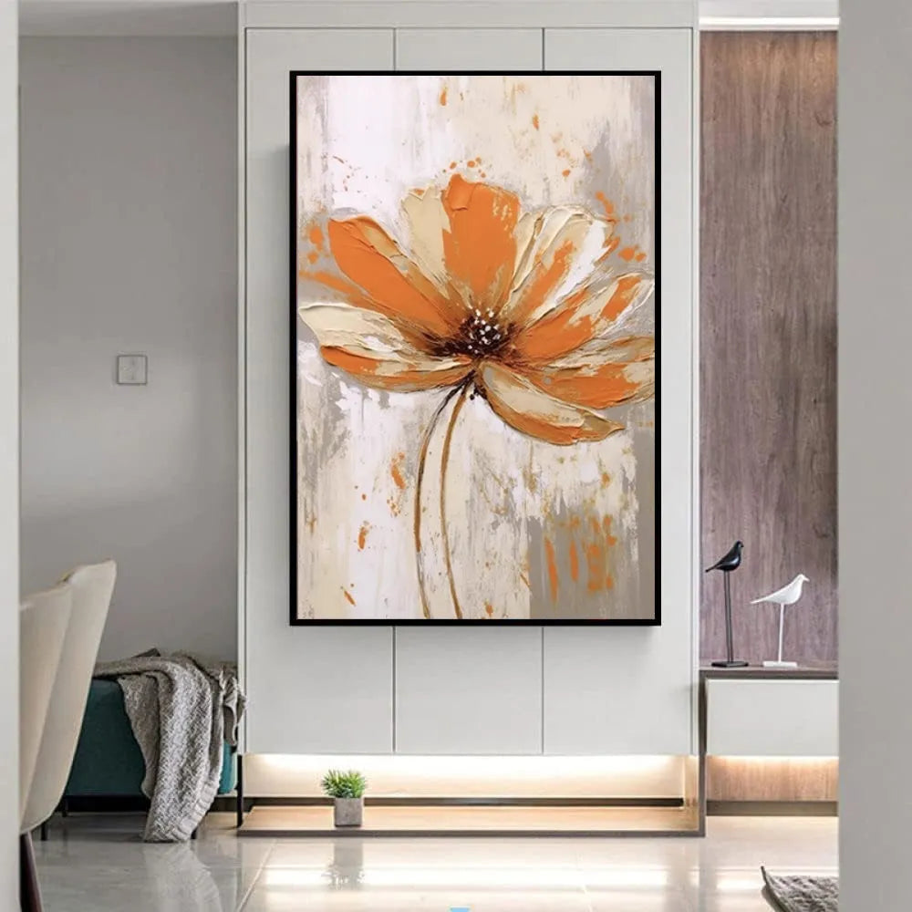 Handmade oil painting canvas orange flowers abstract decoration for living room wall