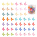 Set of 50 mini butterfly hair claw clips in assorted glitter colours on white background