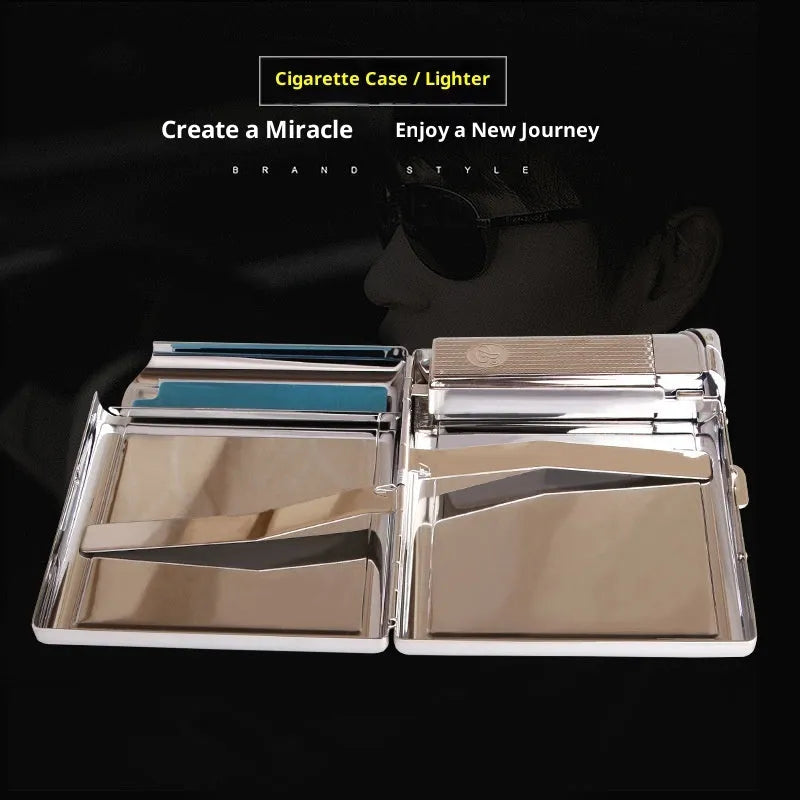 DH-8923 metal cigarette case with windproof lighter, modern simplicity design