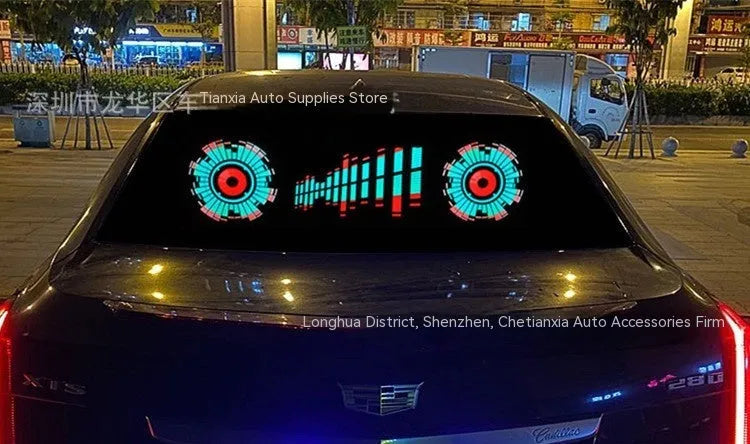 90cm by 25cm car voice control rhythm lamp with EL electroluminescent panel showing music-synchronised lighting patterns