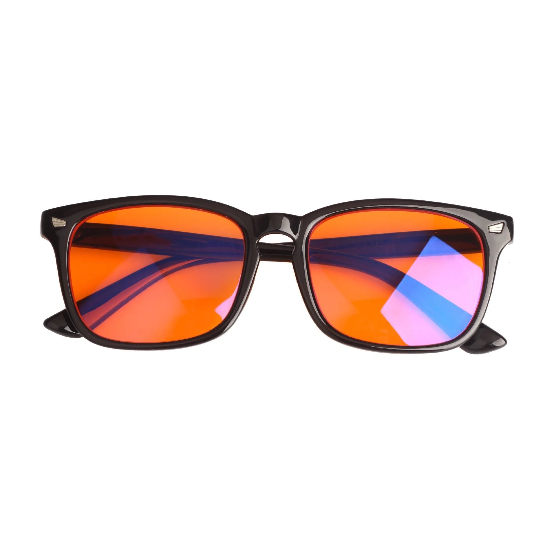 Black PC frame anti blue light UV glasses with orange red CR39 lenses for computer and gaming use