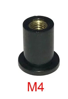 Black rubber brass nut expansion fasteners for motorcycle windshield installation in M4 M5 M6 sizes