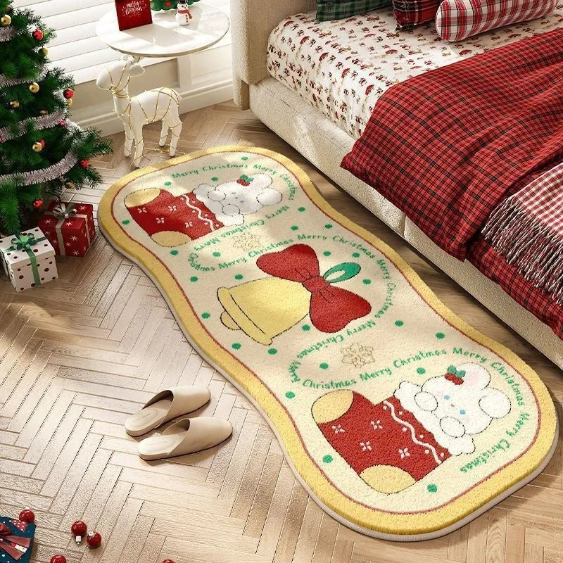 Alien-shaped Christmas carpet with plant patterns in imitation cashmere, shown in Ginger Cake Bear colour.
