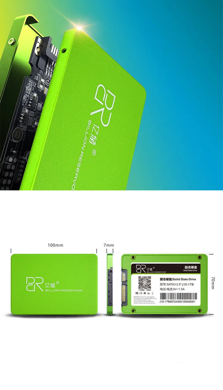 2.5-inch black solid state drive with SATA3.0 interface for computer storage