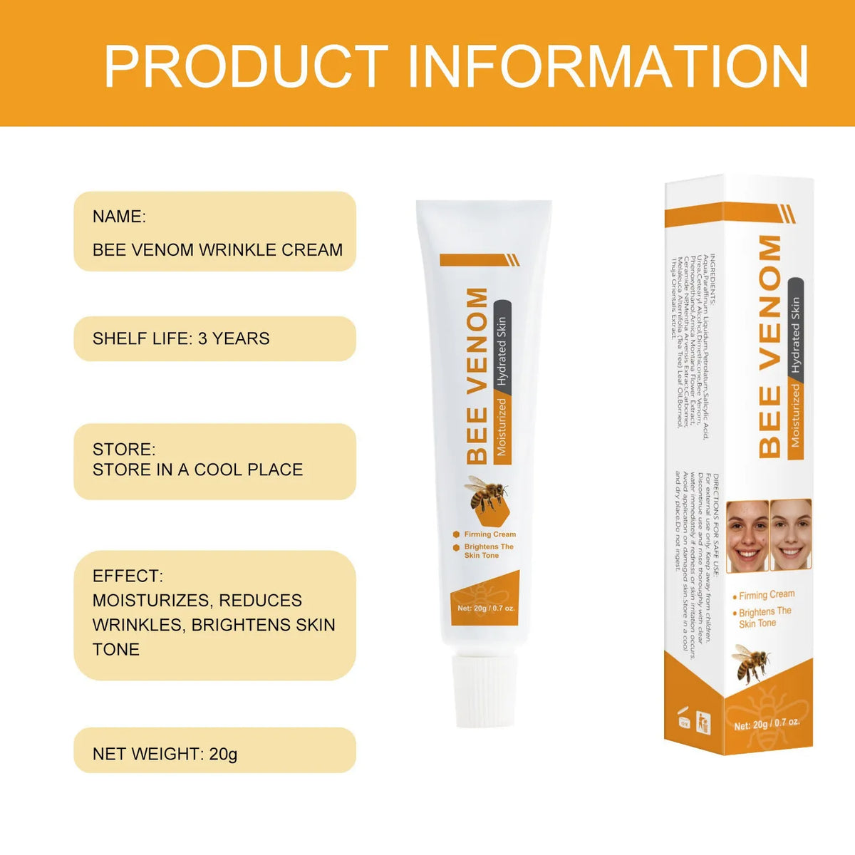 BEE Facial Neck Care Cream in a 20g jar with specification FP-A024