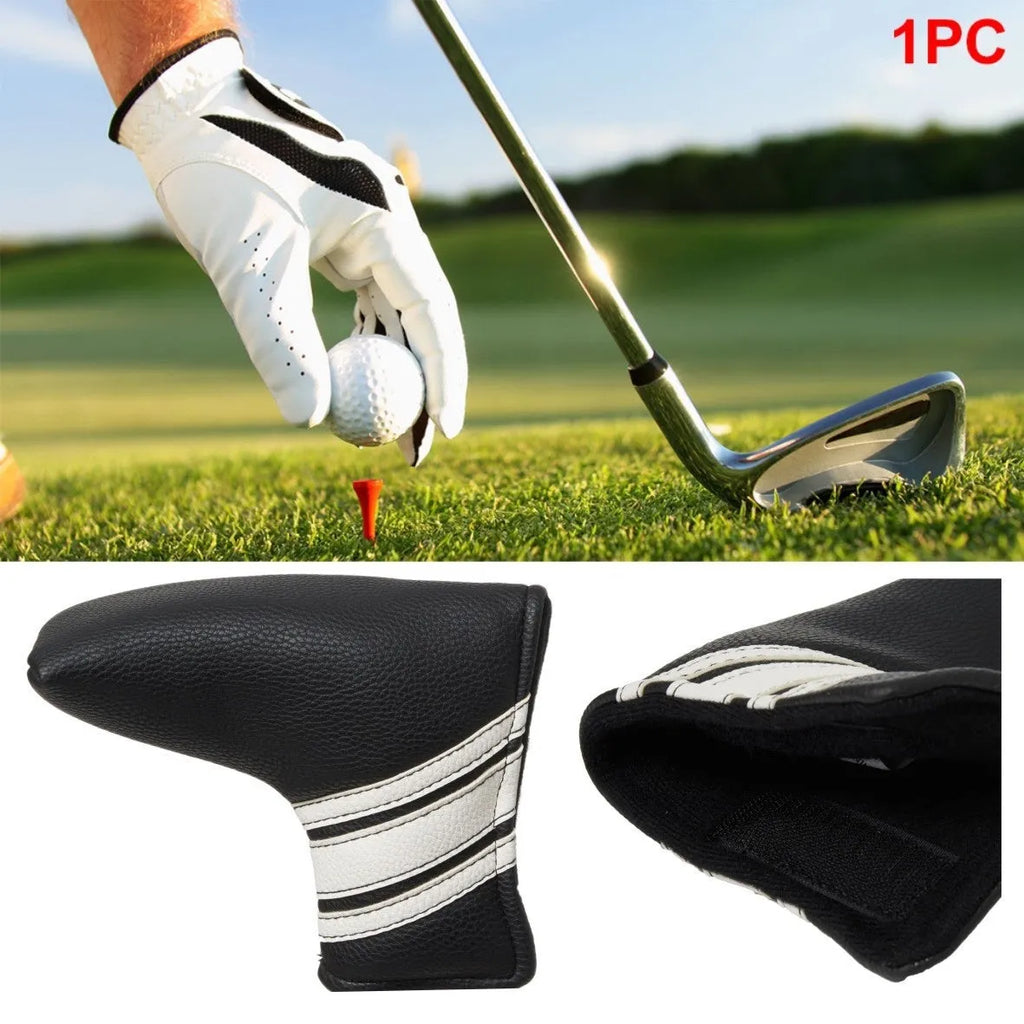 Black PU leather golf club head cover push rod sleeve case