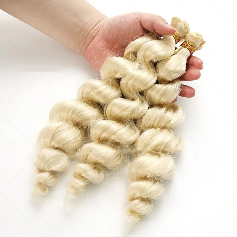 Golden blonde synthetic women's wig available in 18, 20 and 22 inch lengths.