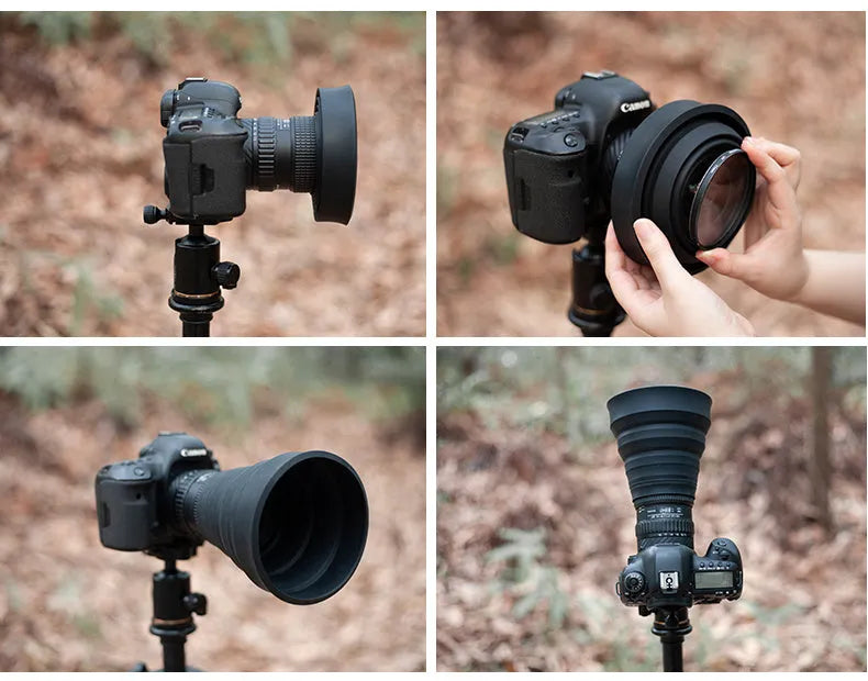 Silicone lens mask light shield for SLR and mobile phone, S 53-67mm and M 72-105mm, matte finish