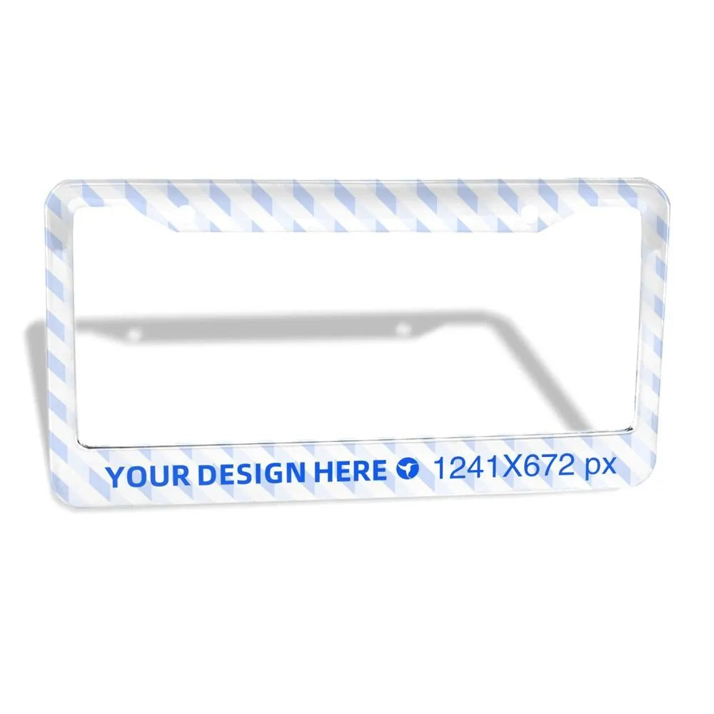 Aluminium license plate frame with round holes for front and rear car plates, lightweight and customisable