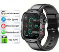 QX11 Smart Bluetooth Watch in black with zinc alloy case and TFT touch screen displaying health metrics