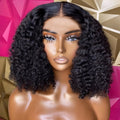 Short bob wig jerry curly human hair 150% 180% density transparent lace front natural black