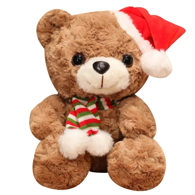 25cm cute little bear plush toy in brown or white for Christmas decoration and teenage gifting