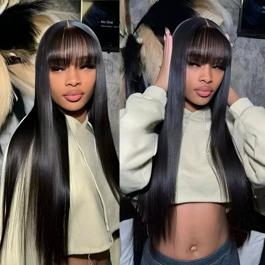 Women's full-mechanism human hair wig in natural colour with styling demonstration