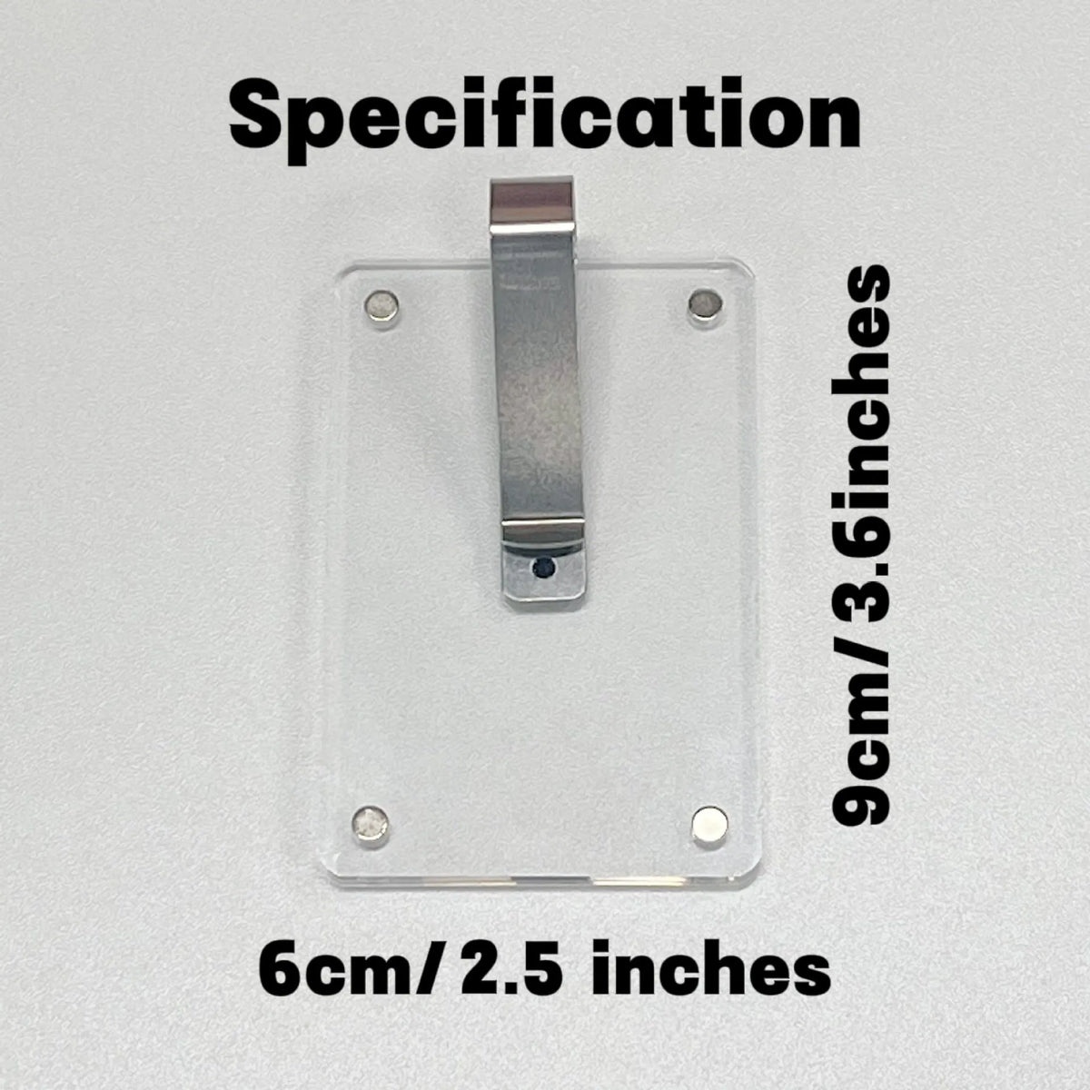 Clear acrylic magnetic photo frame clip 6x9cm holding a photo on a refrigerator