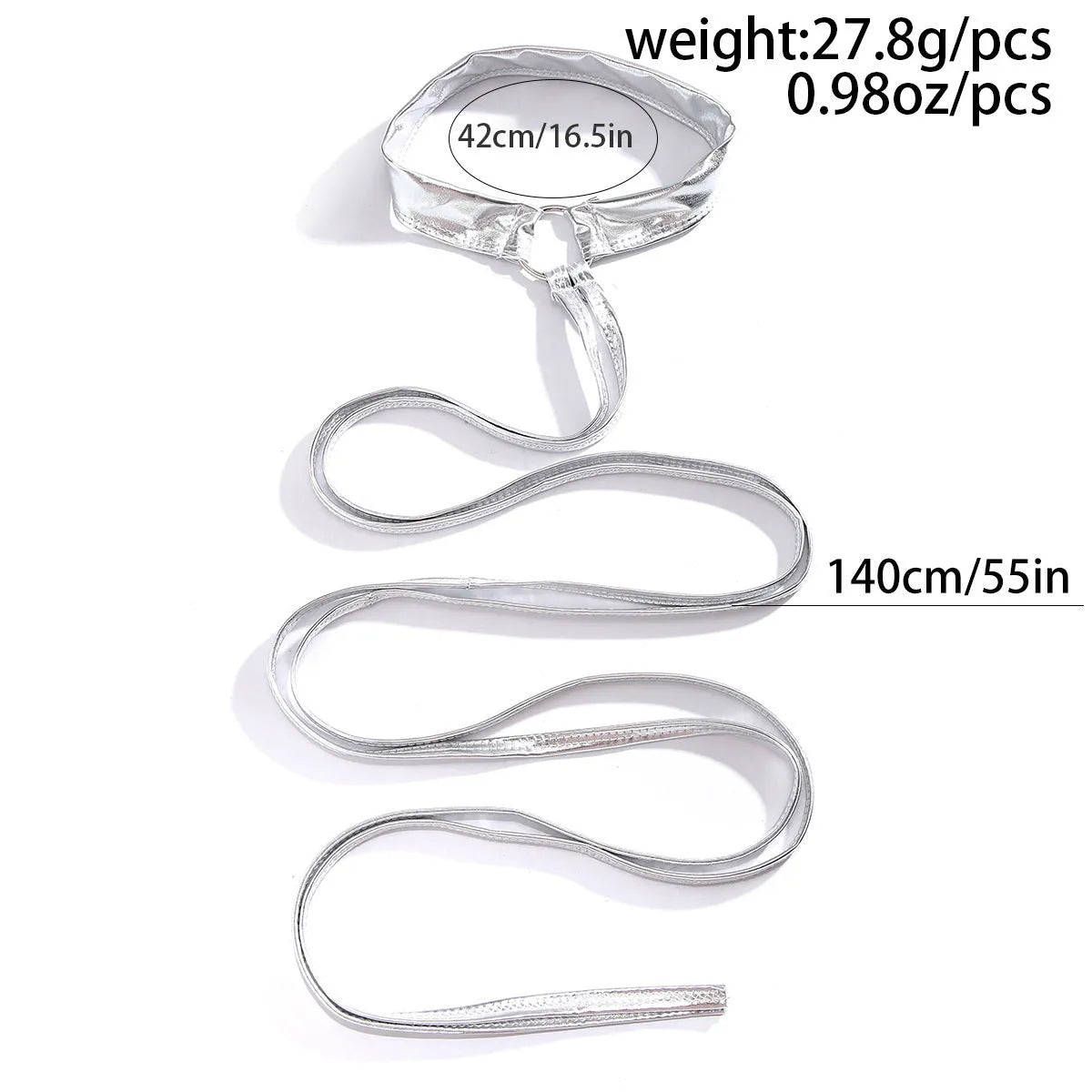 Silver alloy thigh chain with geometric shape and lace-up cross design for adjustable fastening around leg.