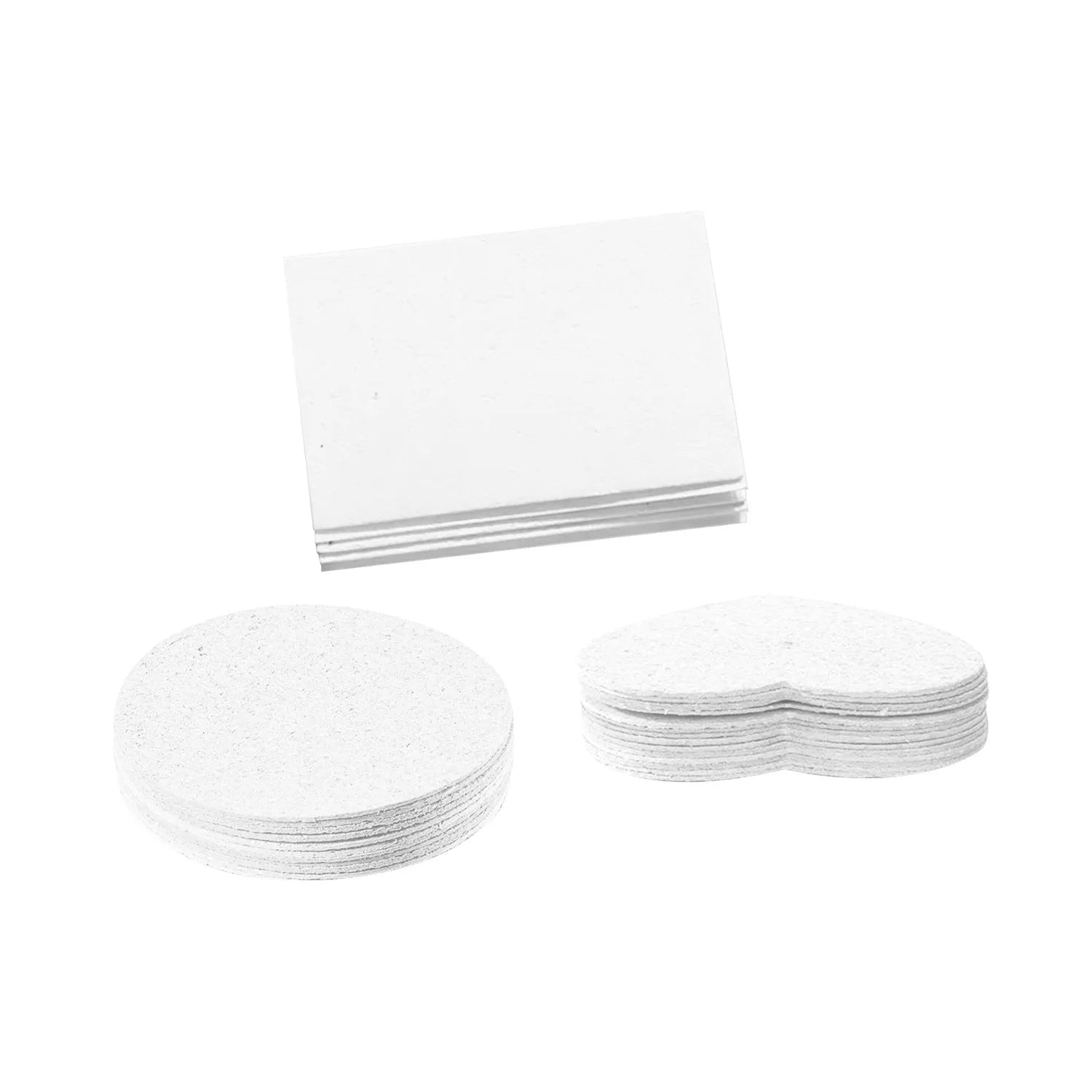 Painting sponge craft set showing heart, round, and square shapes with wood pulp paper and fountain pens