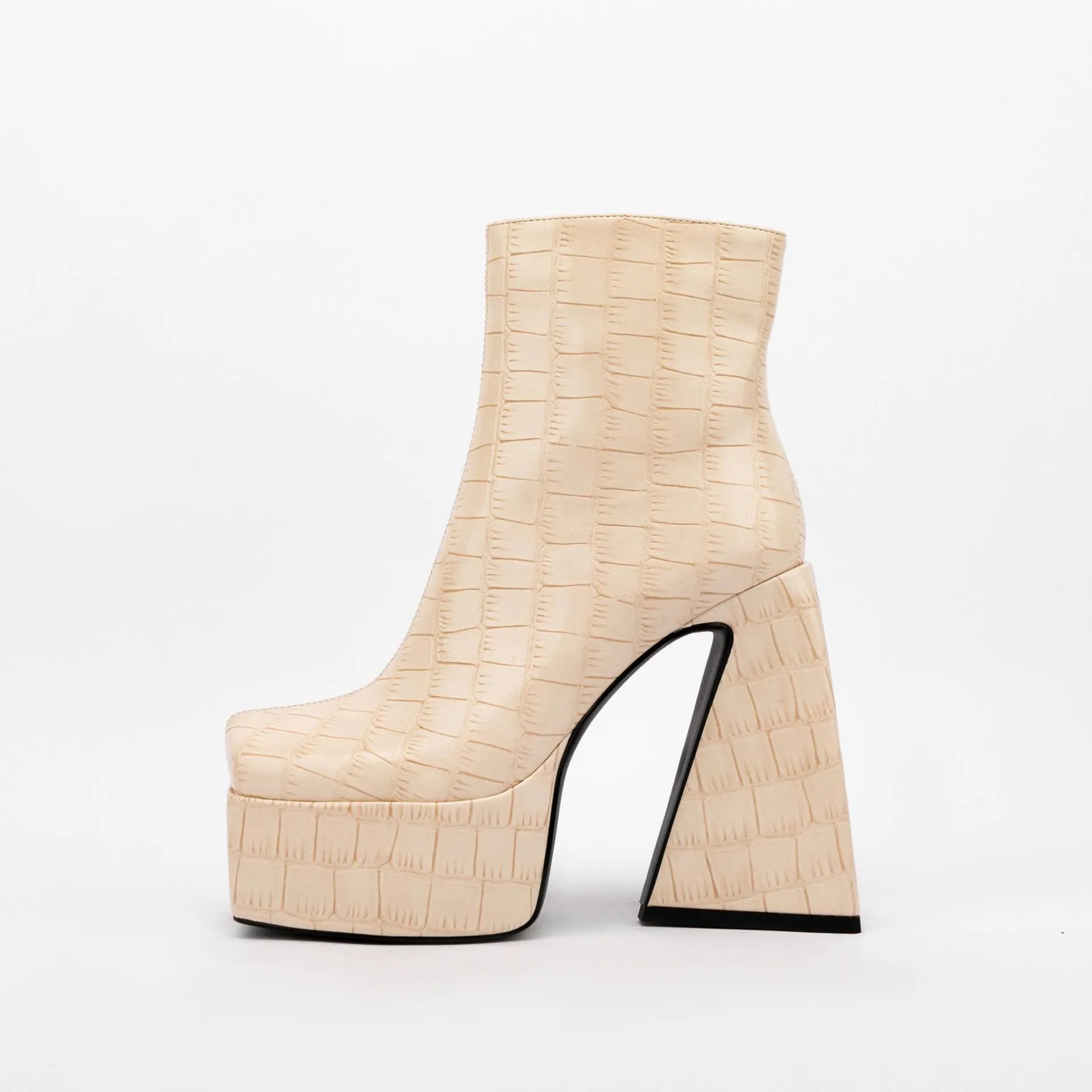 Women's ankle boots in artificial PU leather with super high heel above 8cm in solid colour options