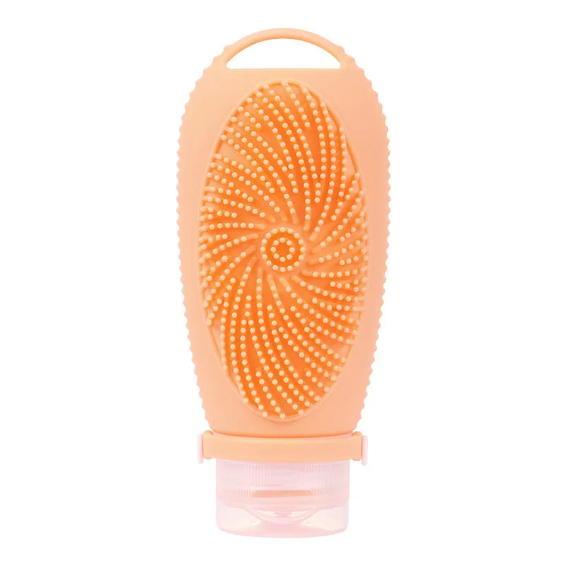 Silicone bath brush storage bottle in 100ml capacity showing eight colour options