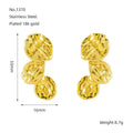 Gold stainless steel vintage petal earrings with irregular geometric shape and asymmetric folding design