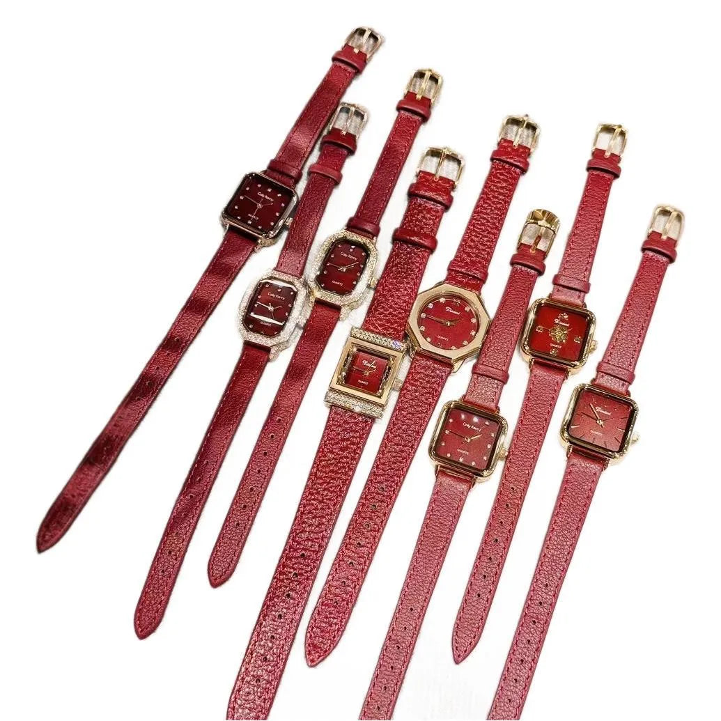 Alloy women's wristwatch with Chinese style octagonal case and diamond decorative elements