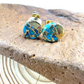 A pair of handmade natural stone bohemian stud earrings with an irregular geometric cut in colour ER1031.