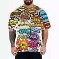 Men's loose fit short sleeve t-shirt in chemical fibre blend fabric with coloured design