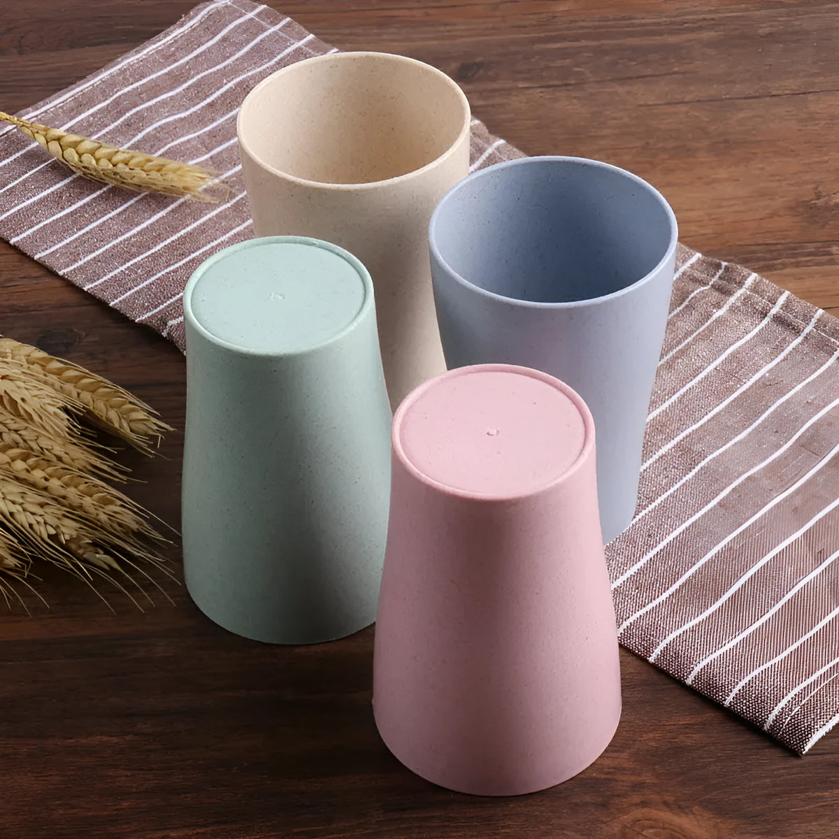 Wheat straw PP household mouthwash cup, 201-300ml single-layer cylindrical design, Nordic colour options