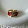 Adjustable geometric copper ring with distressed finish in four colour options