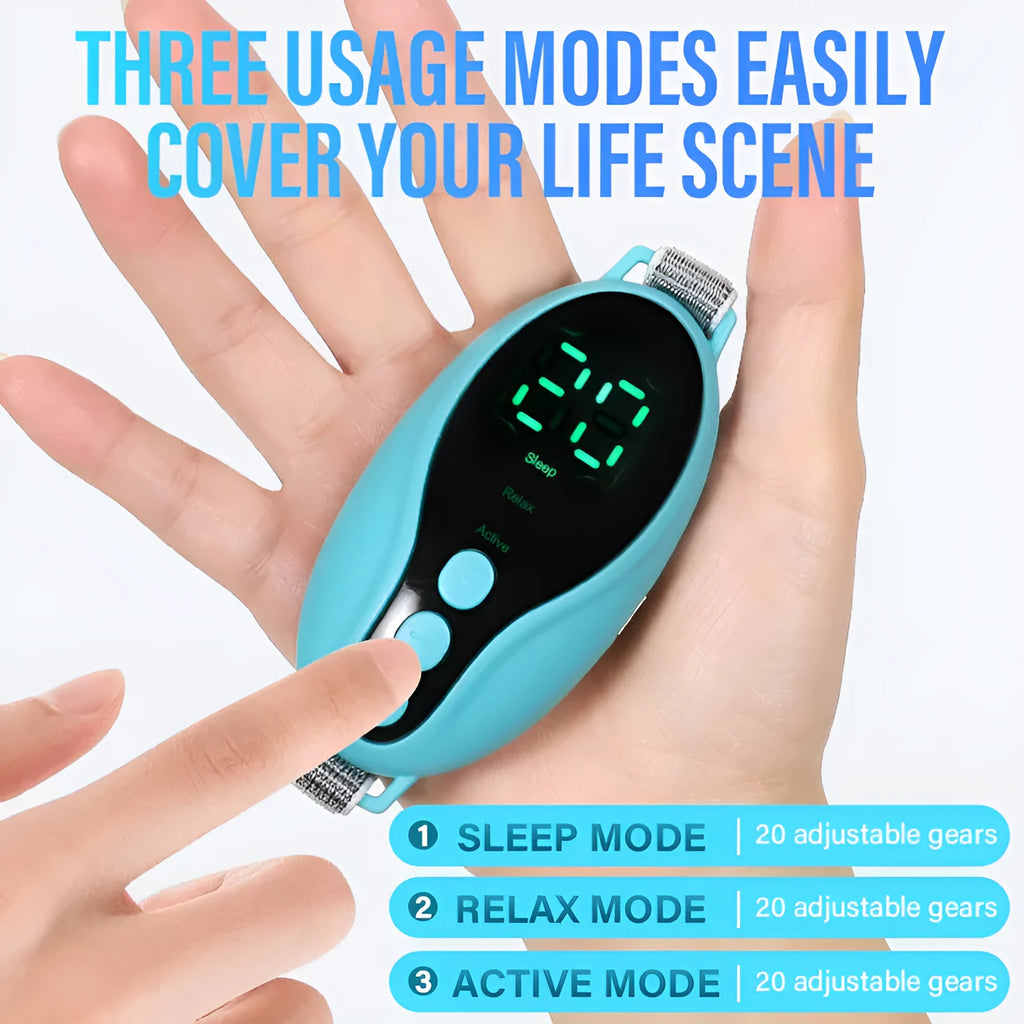 Compact blue and white sleep aid instrument with timing function and wind speed adjustment