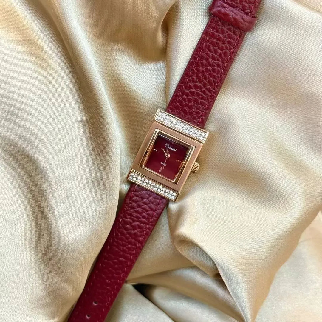 Alloy women's wristwatch with Chinese style octagonal case and diamond decorative elements