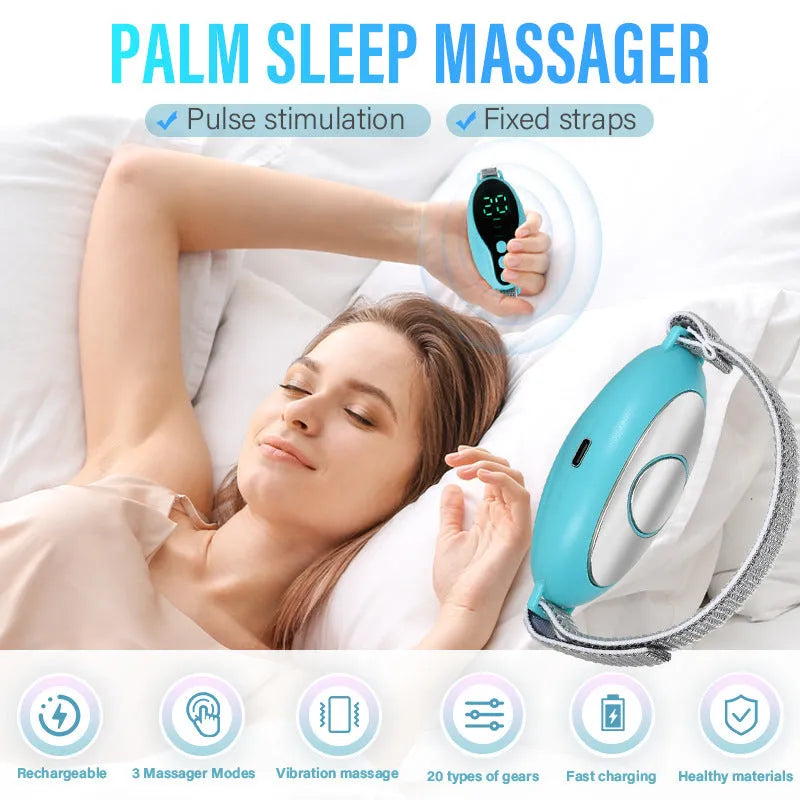 Compact blue and white sleep aid instrument with timing function and wind speed adjustment