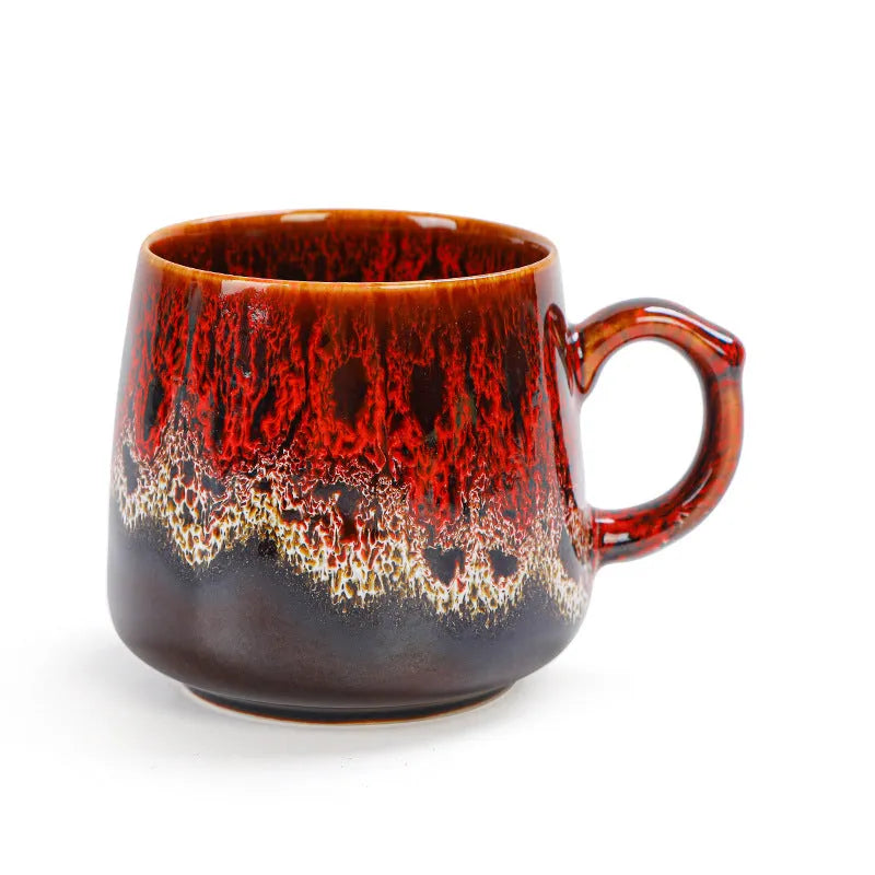 Creative large-capacity retro coffee mug with 8cm height and 8cm diameter, 301-400ml capacity, first grade quality, available in four styles