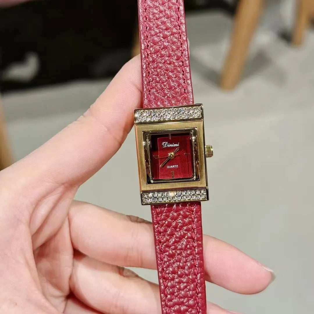 Alloy women's wristwatch with Chinese style octagonal case and diamond decorative elements