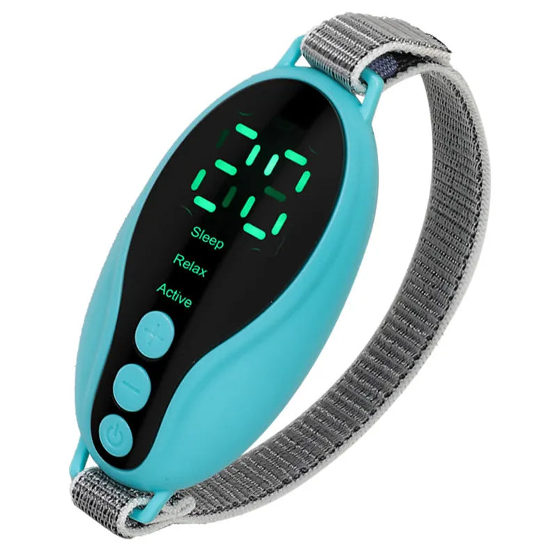 Compact blue and white sleep aid instrument with timing function and wind speed adjustment