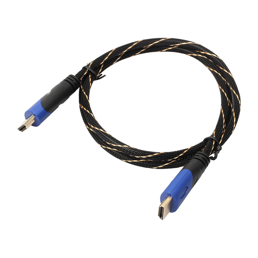 Male to male video cable black and gold with net blue black head aluminium alloy wire core