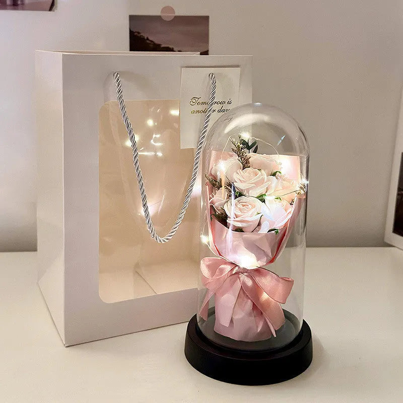 Formed bionic bouquet artificial flower arrangement in a selection of colours including gradient blue and light pink.