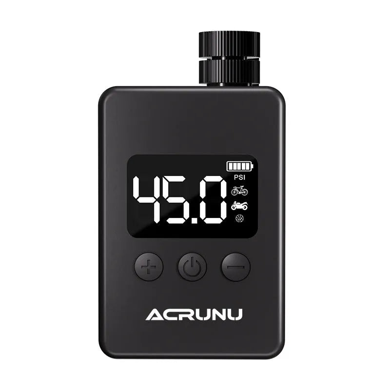 Bicycle intelligent high pressure digital display inflator in Moon White, with adapters, on a black background