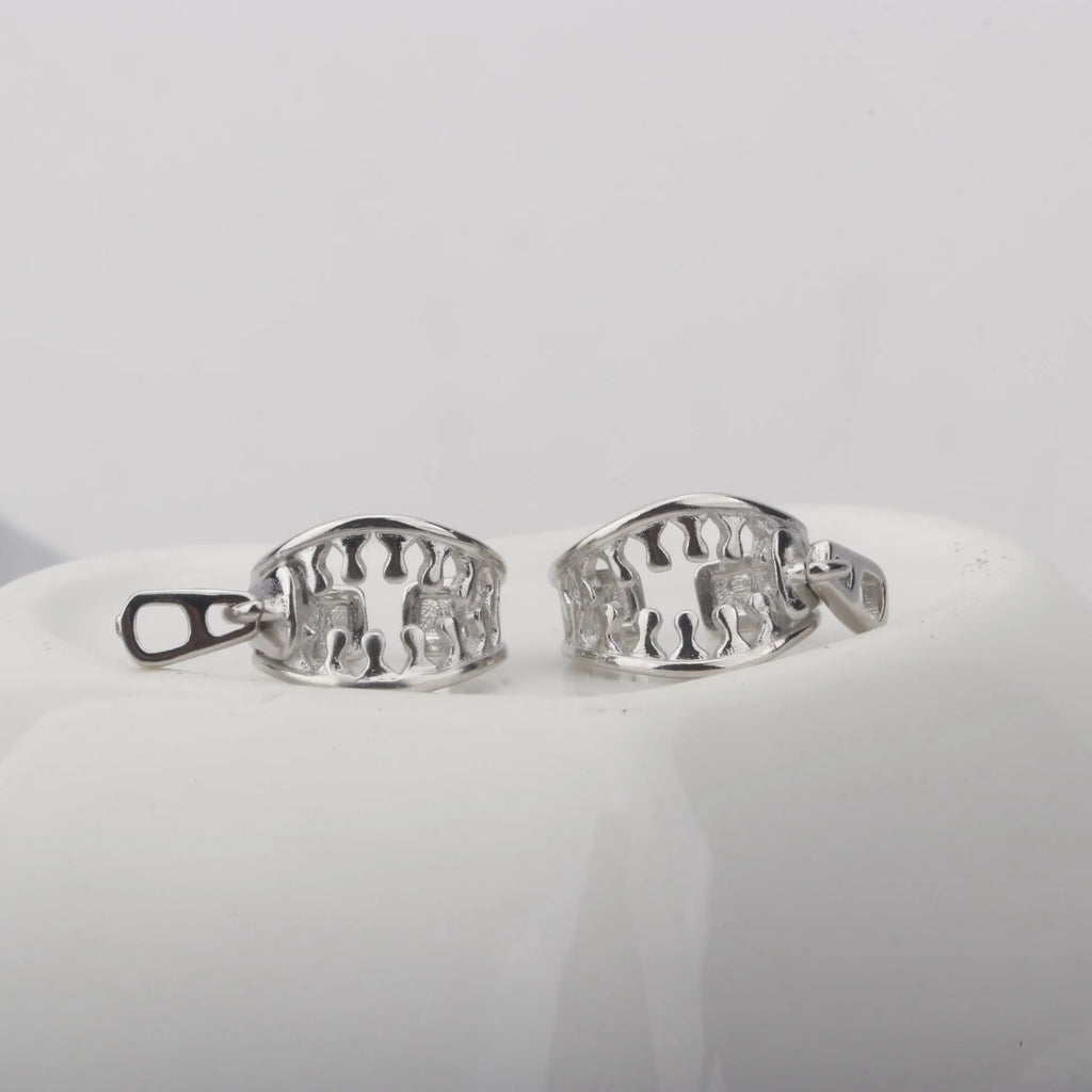 Copper geometric earrings with ear bone clip and zipper closure in ES862 colour
