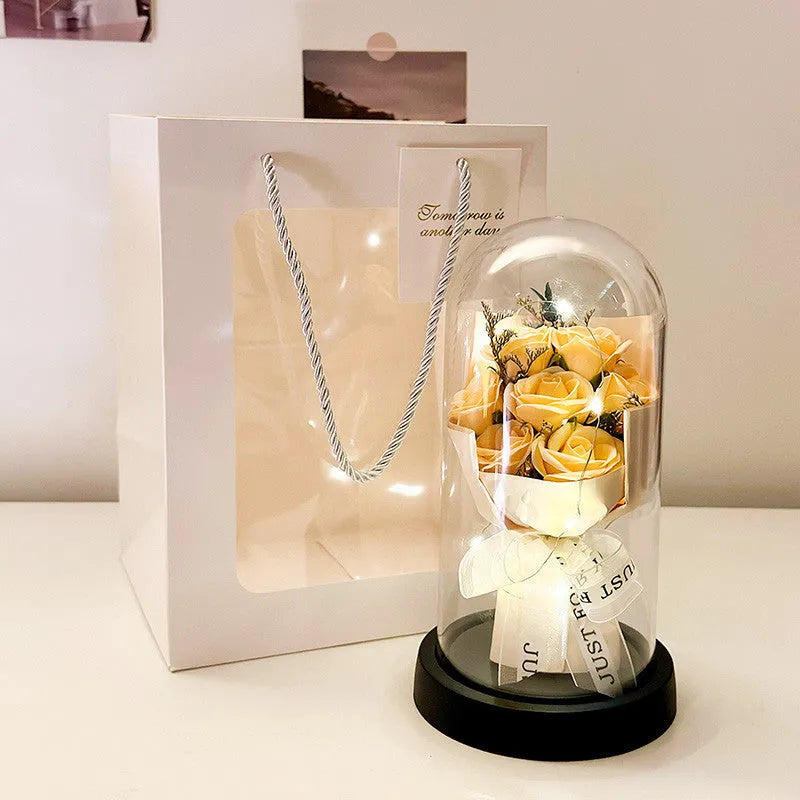 Formed bionic bouquet artificial flower arrangement in a selection of colours including gradient blue and light pink.
