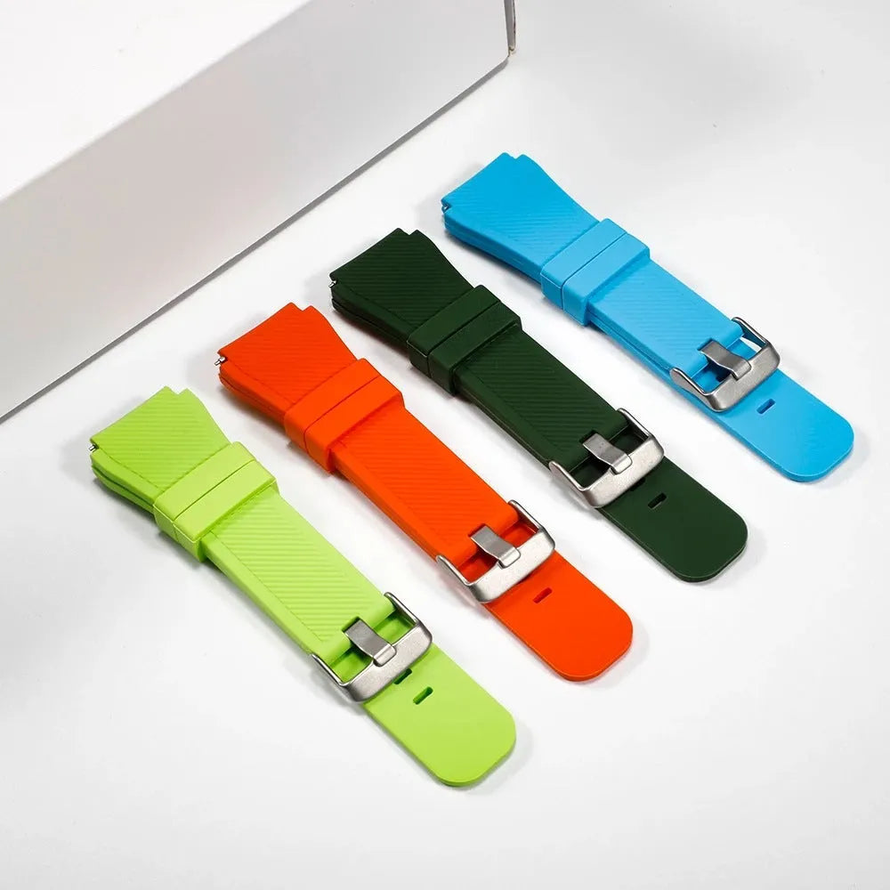 Silicone watch strap for S3 Twill 2022mm monochrome watch, sports style, 125 x 98mm, shown in available colours