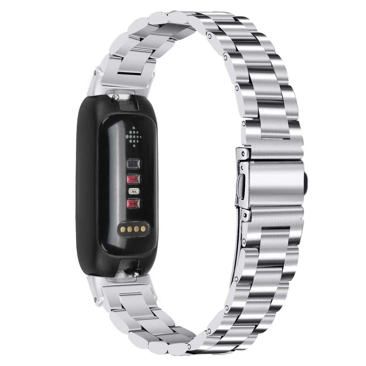 Stainless steel Apple Watch strap for Inspire 3 with three-bead design in multiple colour options