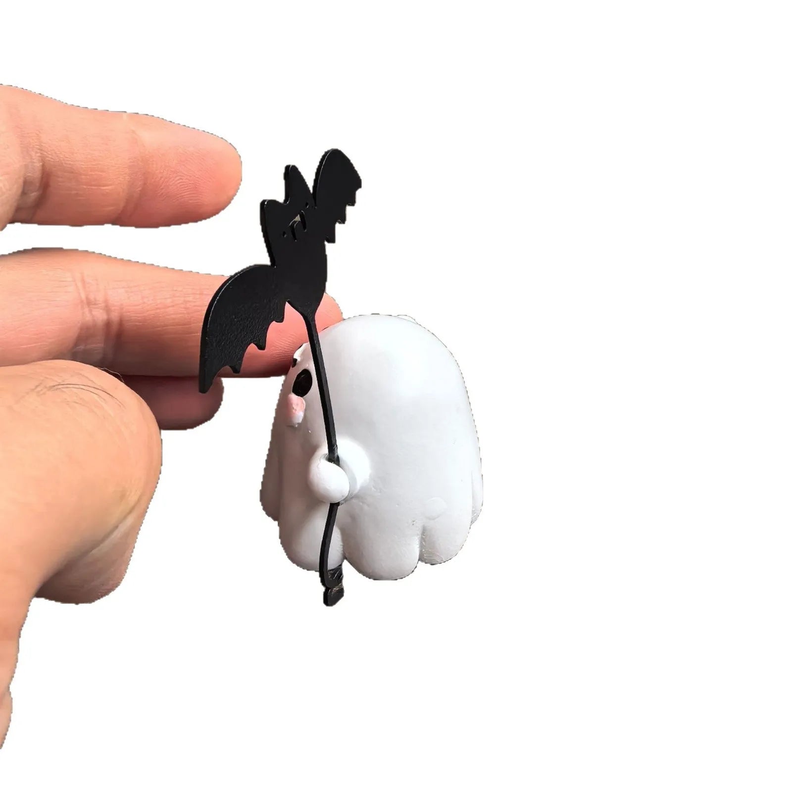 Mini ghost holding bat walking dog resin statue Halloween decoration measuring 4x5x4cm
