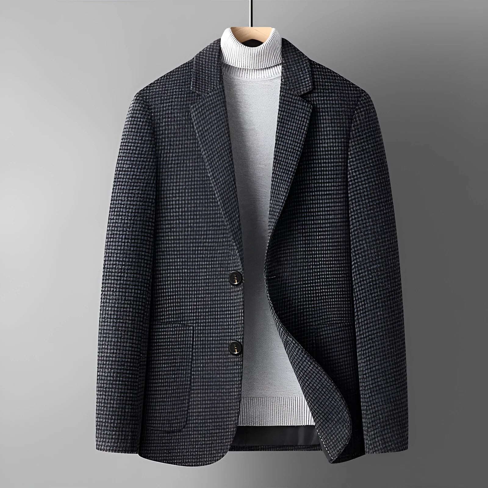Men's slim fit wool suit jacket in a solid colour with a non-ironing finish.