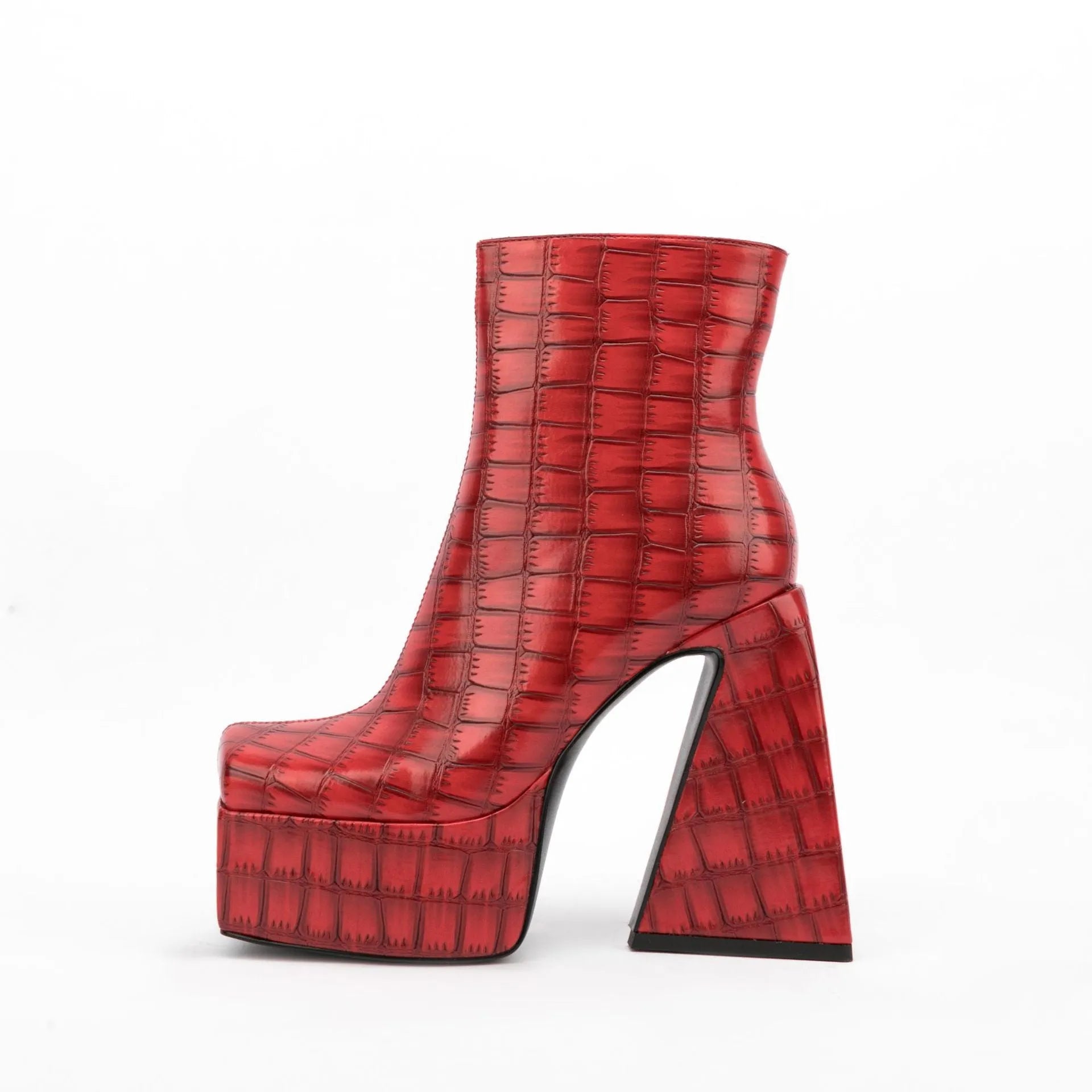 Women's ankle boots in artificial PU leather with super high heel above 8cm in solid colour options