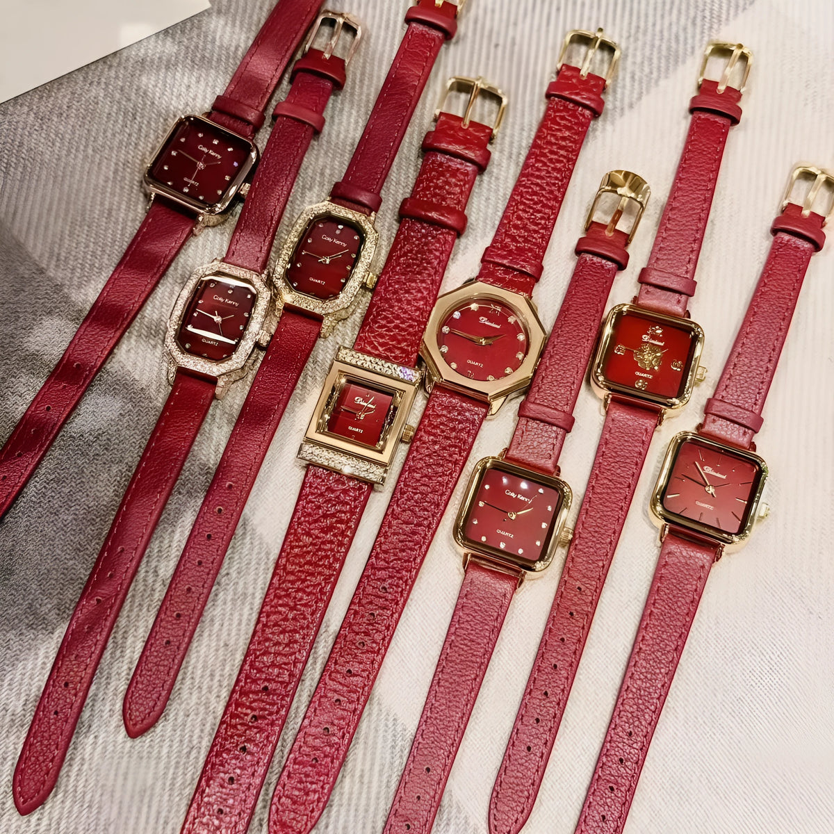 Alloy women's wristwatch with Chinese style octagonal case and diamond decorative elements