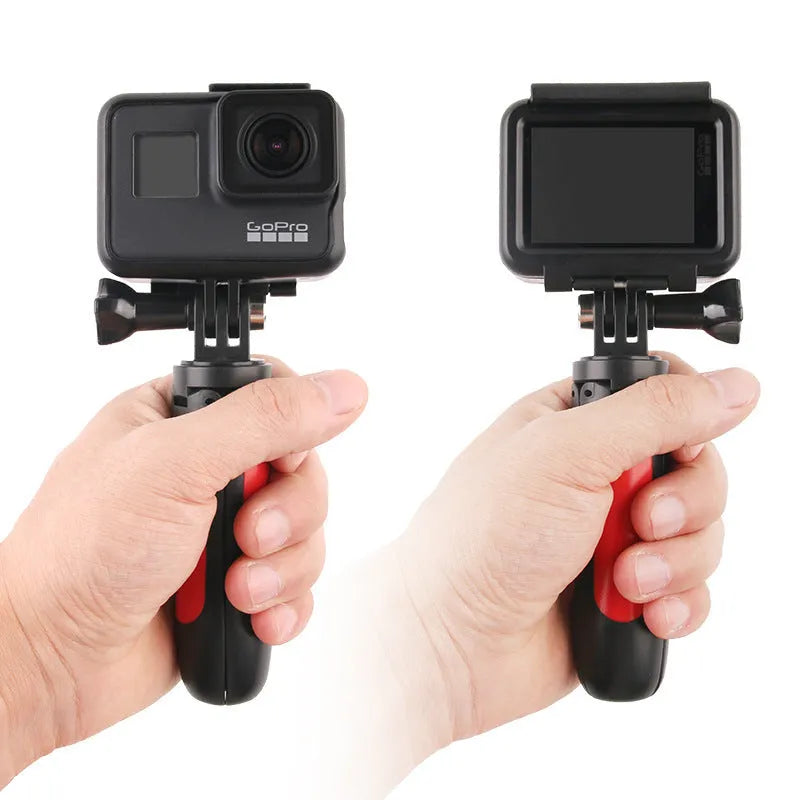 Mini telescopic selfie stick tripod in black with phone holder, 12cm to 23.2cm, ABS silicone