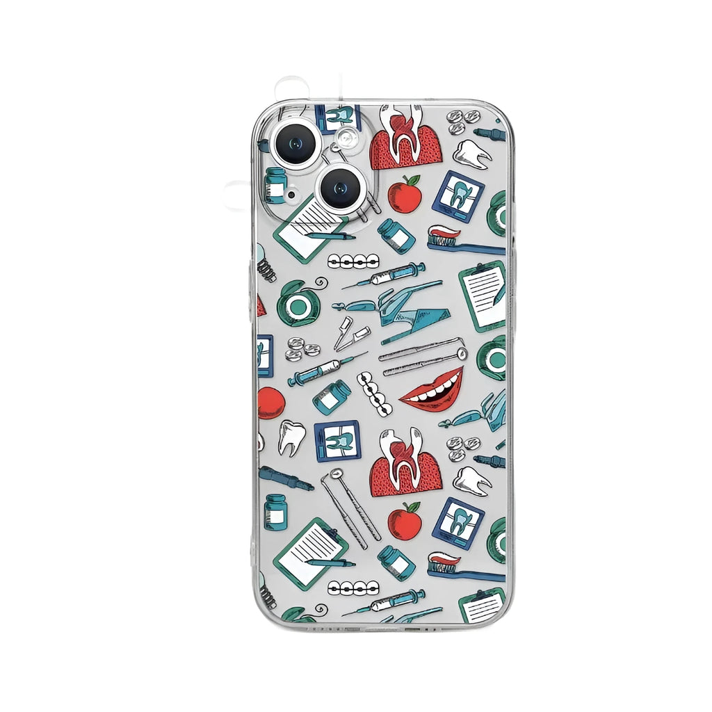Cartoon nurse phone case in TPU with spray paint finish, fall protection for iPhone models
