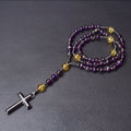 Men's stone cross pendant necklace on an 80cm ball bead chain with a safety lock.